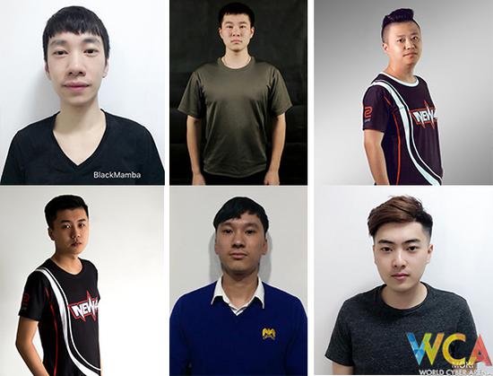 队员:Blackmamba(左上)、pla(中上)、smartshi(右上)、Mi5ERY(左下)、waerjili(中下)、Moki(右下)