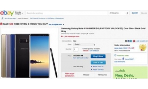 eBay零售商开卖三星Note8双卡版: 899美元起售
