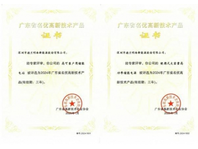 德兰明海储能科技再创佳绩，入选广东省名优高