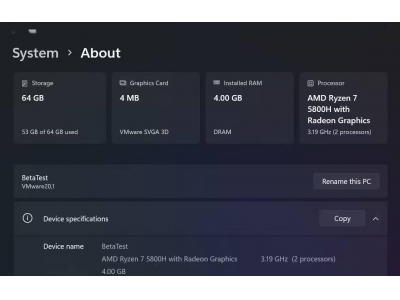 微软Win11 Canary预览版27823上线：设置新增硬件概览