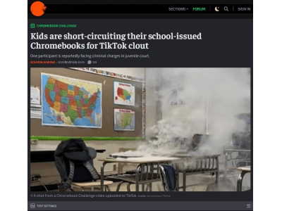 美学生流行“Chromebook挑战”致设备起火，TikTok紧
