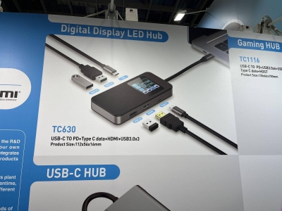 Wedellink TC630扩展坞亮相台北电脑展：自带点阵屏