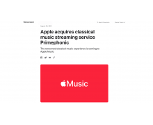 苹果收购 Primephonic 明年要推古典音乐应用