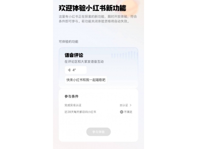 小红书推出语音评论体验官招募