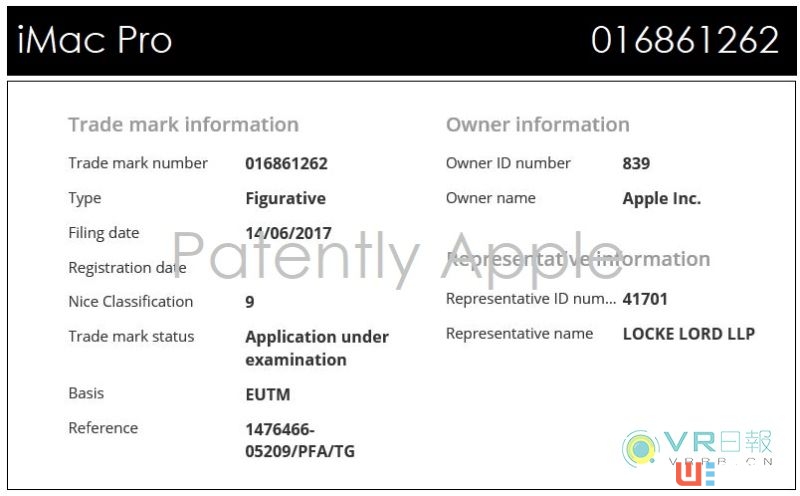 iMac Pro商标新增智能眼镜、护目镜、头显等分类